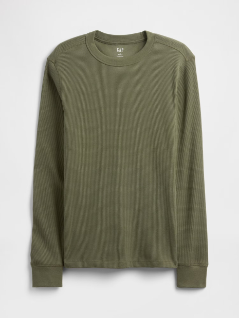 Мужской лонгслив GAP из вафельной ткани 1159862804 (Зеленый XXL)