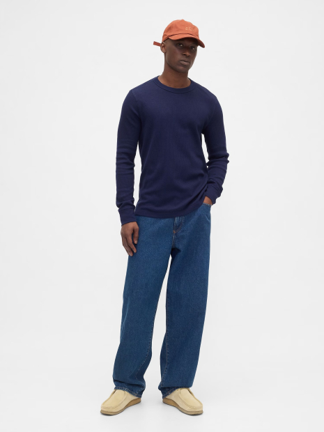 Мужской лонгслив GAP из вафельной ткани 1159862806 (Синий M)