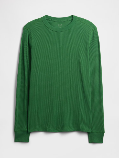 Мужской лонгслив GAP из вафельной ткани 1159862866 (Зеленый M)