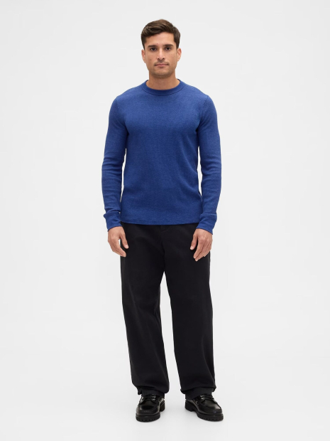 Мужской лонгслив GAP из вафельной ткани 1159862868 (Синий XXL)