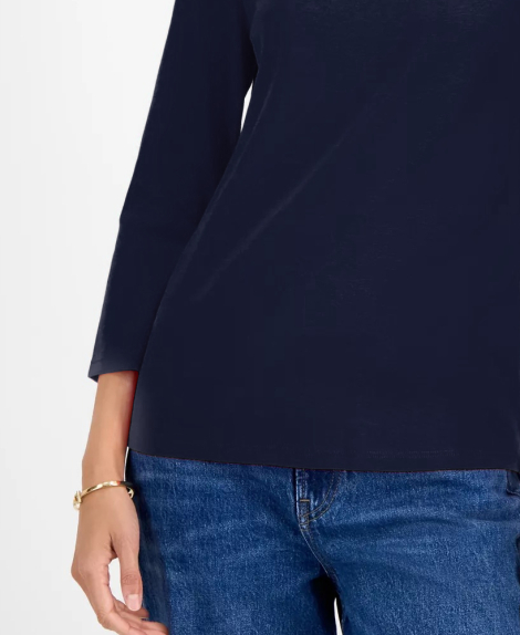 Жіночий лонгслів Tommy Hilfiger із вкороченими рукавами 1159862896 (Синій M)