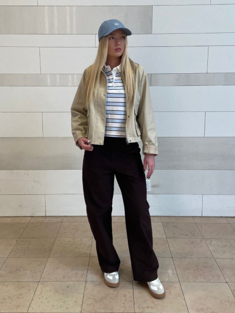 Лонгслив-поло UNIQLO в полоску 1159863058 (Белый/Голубой S)