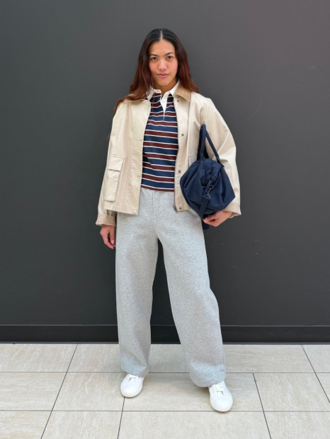 Лонгслив-поло UNIQLO в полоску 1159863077 (Коричневый/Синий S)