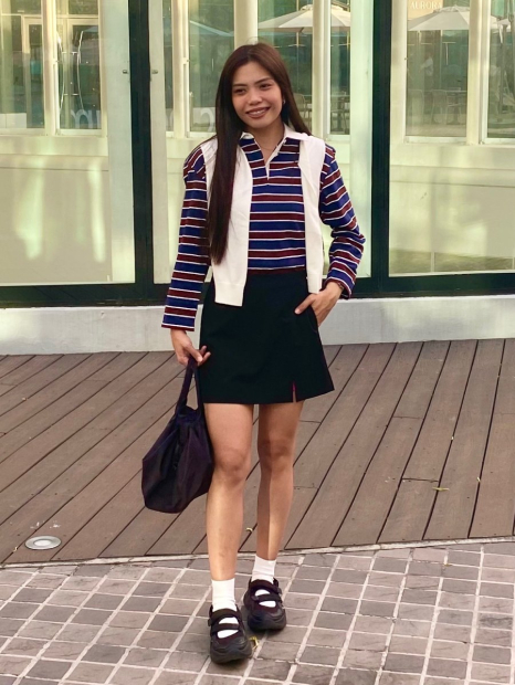 Лонгслив-поло UNIQLO в полоску 1159863077 (Коричневый/Синий S)
