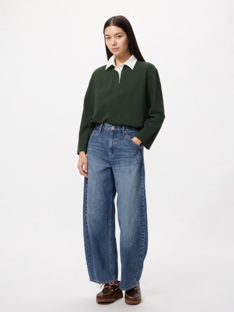 Лонгслив-поло UNIQLO 1159863089 (Зеленый S)