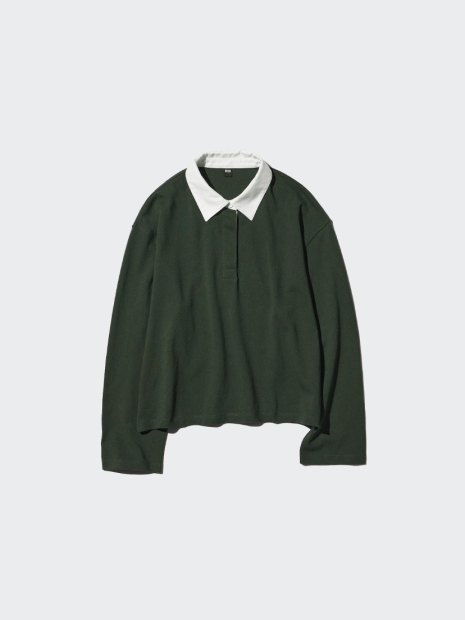 Лонгслив-поло UNIQLO 1159863091 (Зеленый M)