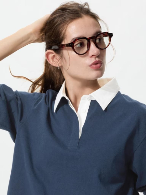 Лонгслив-поло UNIQLO 1159863347 (Синий S)