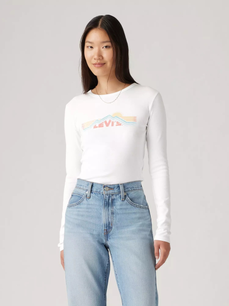 Женский лонгслив Levi's с принтом 1159863408 (Белый XL)