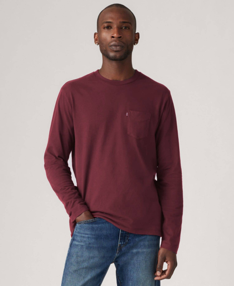 Мужской лонгслив Levi's с карманом 1159863440 (Бордовый XXL)