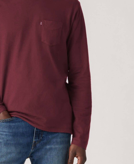Мужской лонгслив Levi's с карманом 1159863440 (Бордовый XXL)