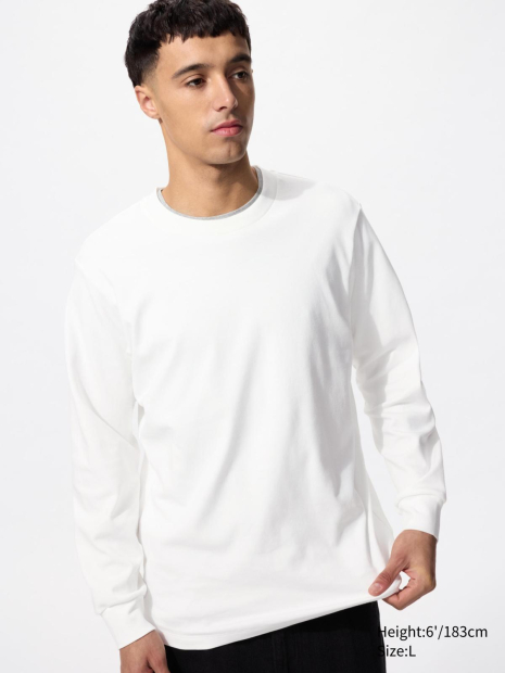 Однотонный лонгслив UNIQLO 1159863793 (Белый 3XL)