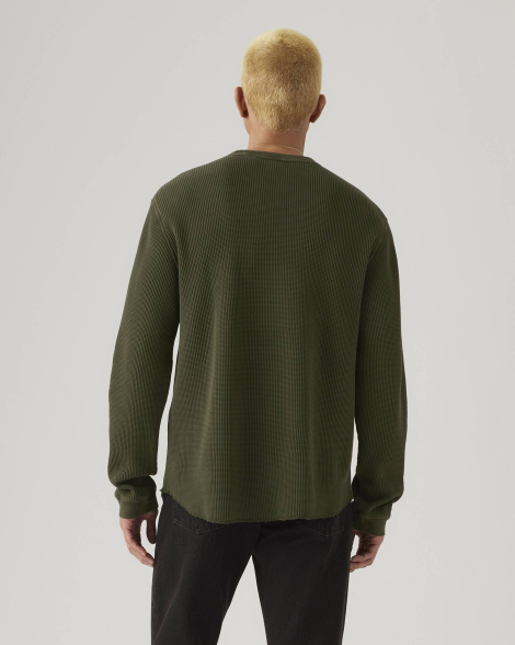 Чоловічий лонгслів Levi's із вафельної тканини 1159864518 (Зелений L)