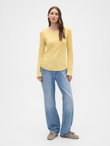 Женский лонгслив GAP из вафельной ткани 1159864687 (Желтый M)