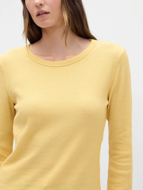 Женский лонгслив GAP из вафельной ткани 1159864687 (Желтый M)