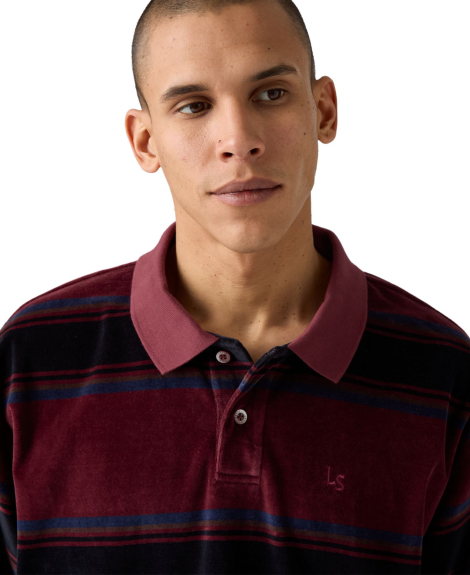 Мужской лонгслив-поло Levi's велюровый 1159864747 (Бордовый XL)