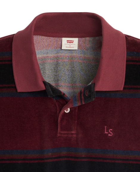 Мужской лонгслив-поло Levi's велюровый 1159864747 (Бордовый XL)