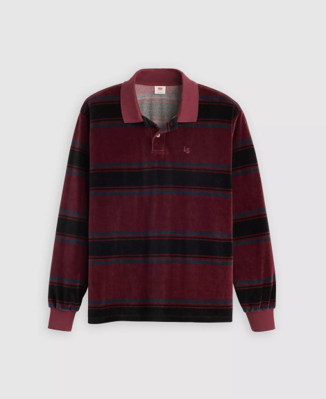 Мужской лонгслив-поло Levi's велюровый 1159864747 (Бордовый XL)
