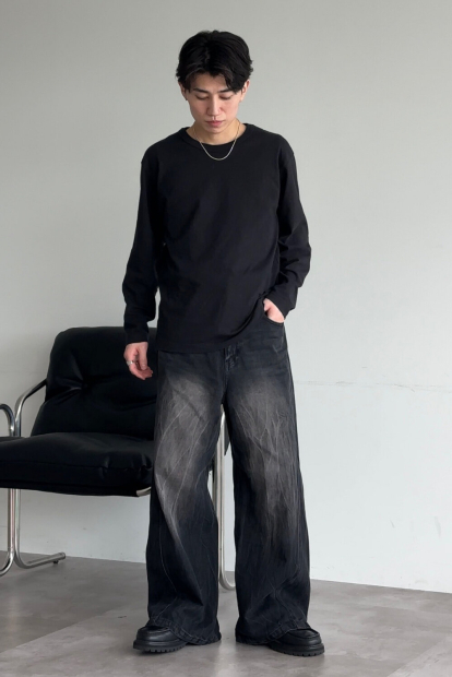 Однотонный лонгслив UNIQLO 1159864890 (Черный XL)