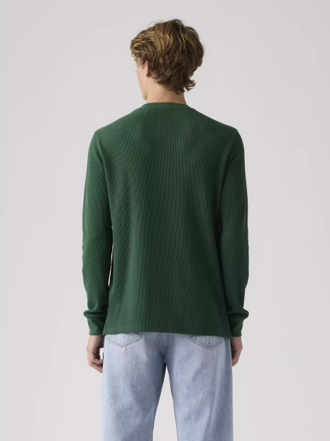 Мужской лонгслив-хенли Levi's из вафельной ткани 1159865492 (Зеленый M)