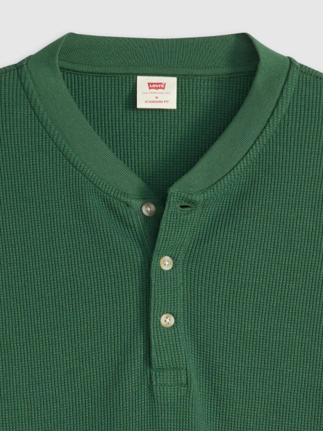 Мужской лонгслив-хенли Levi's из вафельной ткани 1159865492 (Зеленый M)