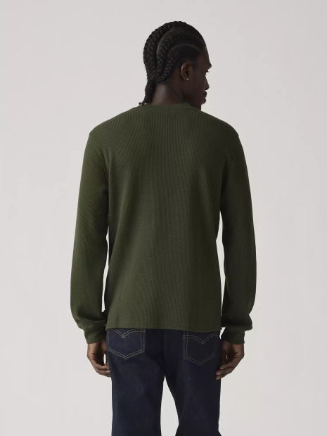 Мужской лонгслив Levi's из вафельной ткани 1159865505 (Зеленый L)