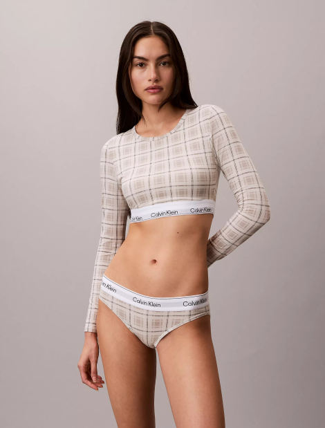 Жіночий укорочений лонгслів Calvin Klein зі вшитими філіжанками 1159865543 (Бежевий XS)