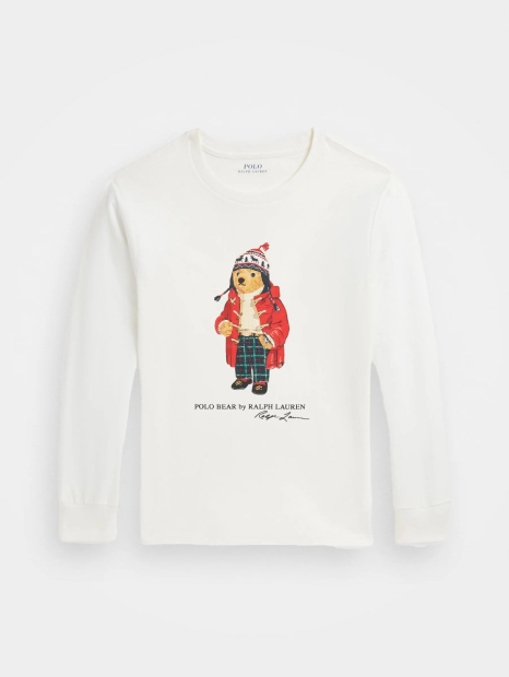 Детский лонгслив Polo Ralph Lauren с принтом 1159873485 (Молочный M) на рост 140-149 см