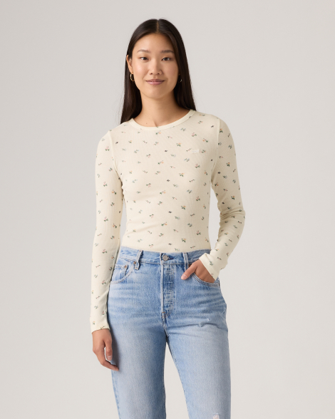 Женский лонгслив Levi's кофта с принтом 1159921490 (Молочный S)