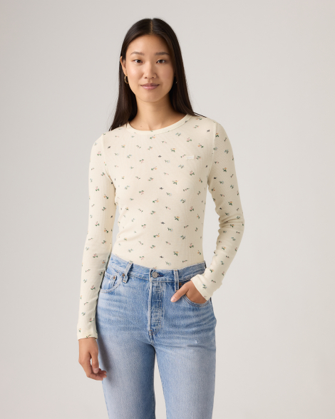 Женский лонгслив Levi's кофта с принтом 1159921490 (Молочный S)