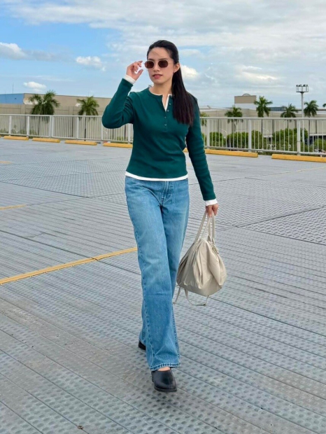 Еластичний лонгслів хенлі UNIQLO в рубчик 1160153910 (Зелений M)