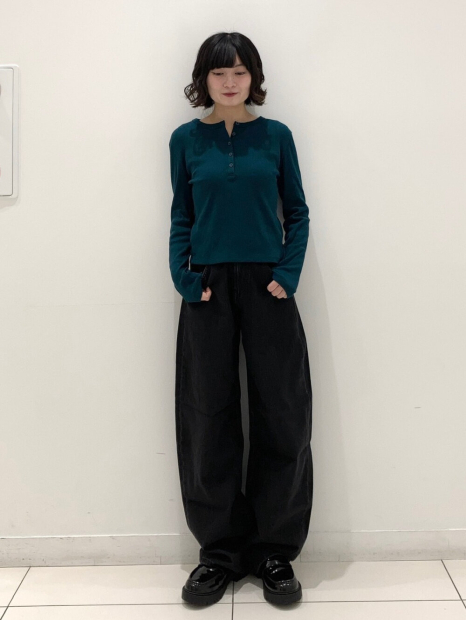 Еластичний лонгслів хенлі UNIQLO в рубчик 1160153910 (Зелений M)