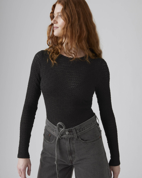 Жаккардовый лонгслив Levi's 1160377398 (Черный XS)