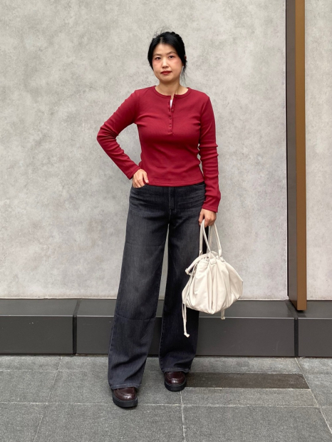Лонгслив UNIQLO в рубчик 1160532000 (Красный L)