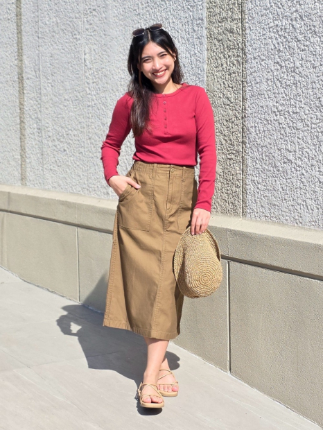 Лонгслив UNIQLO в рубчик 1160532000 (Красный L)