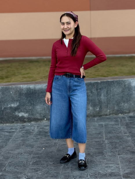 Лонгслив UNIQLO в рубчик 1160532000 (Красный L)