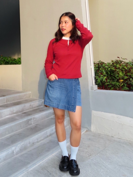Лонгслив UNIQLO в рубчик 1160532000 (Красный L)
