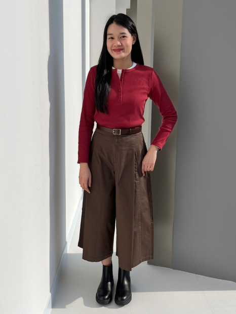 Лонгслив UNIQLO в рубчик 1160532000 (Красный L)