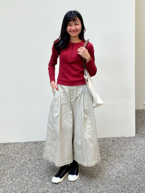 Лонгслив UNIQLO в рубчик 1160532000 (Красный L)