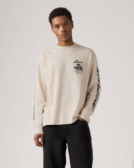 Мужской лонгслив Levi's с принтом 1160824458 (Молочный M)