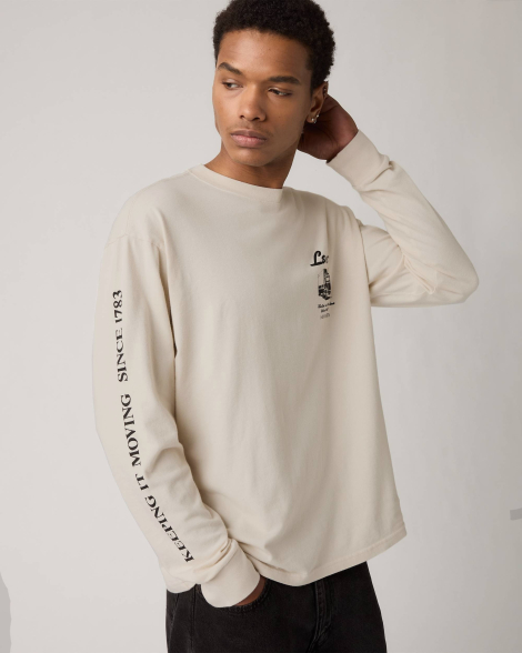Чоловічий лонгслів Levi's з принтом 1160824458 (Молочний M)