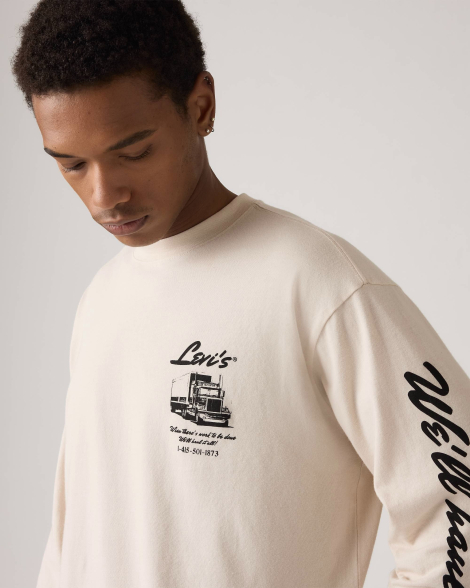 Чоловічий лонгслів Levi's з принтом 1160824458 (Молочний M)
