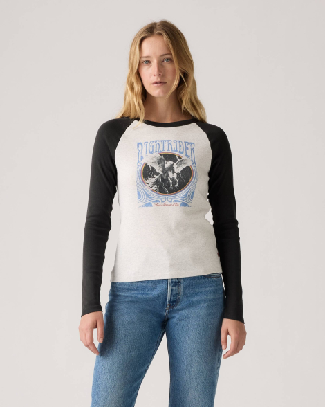 Жіночий лонгслів Levi's з принтом 1161174584 (Чорний/Сірий S)