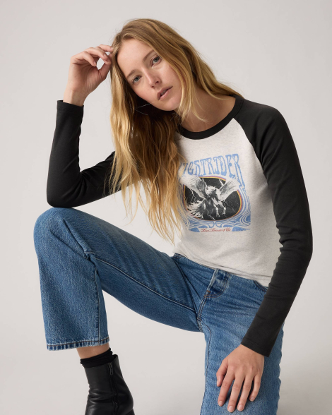 Жіночий лонгслів Levi's з принтом 1161174584 (Чорний/Сірий S)