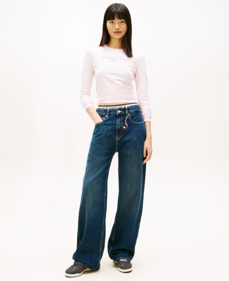 Жіночий лонгслів Tommy Hilfiger з логотипом 1161212171 (рожевий L).