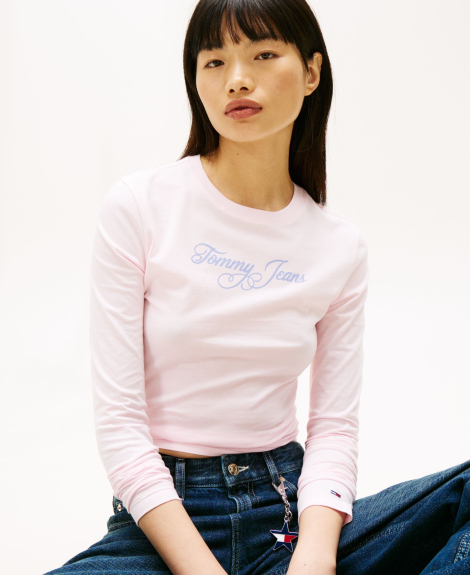 Жіночий лонгслів Tommy Hilfiger з логотипом 1161212171 (рожевий L).