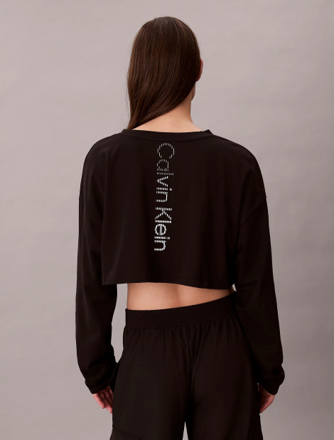 Укороченный женский лонгслив Calvin Klein с логотипом 1161433802 (Черный XXL)