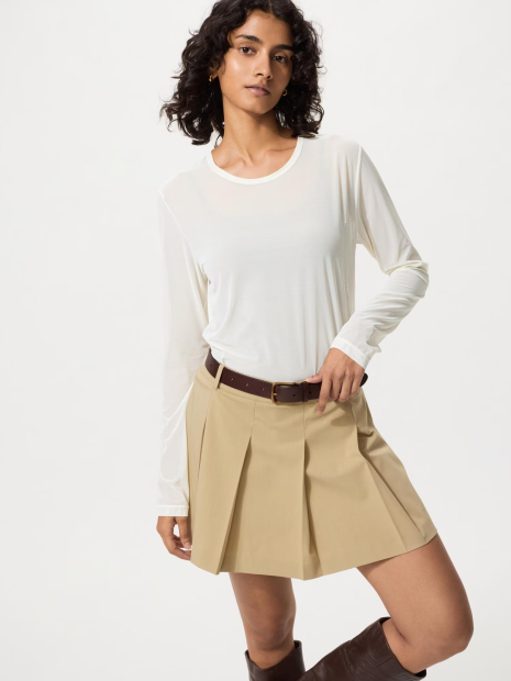 Полупрозрачный лонгслив UNIQLO 1161513304 (Молочный L)