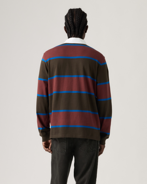Чоловічий лонгслів-поло Levi's у смужку 1161663412 (Коричневий XL)