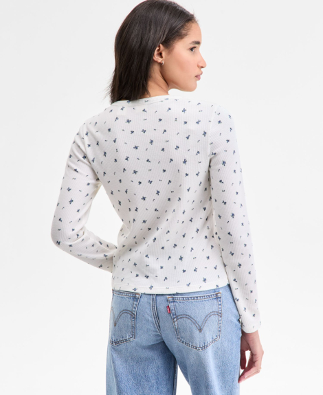 Женский вафельный лонгслив Henley Levi's кофта с принтом 1162518812 (Белый XS)