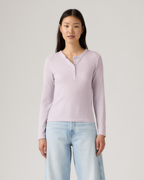Женский вафельный лонгслив Henley Levi's кофта 1162615081 (Сиреневый XS)